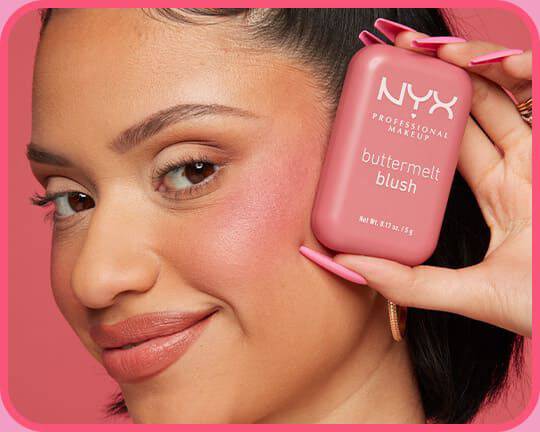 NYX Professional Makeup tutorial showing NYX Professional Makeup Buttermelt Blush applied on the cheeks for a pop of color