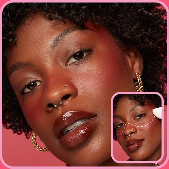 NYX Professional Makeup Buttermelt Blush in shade 10 Back and Butta tutorial showing blush placement across the cheeks for a full, sunkissed blush effect