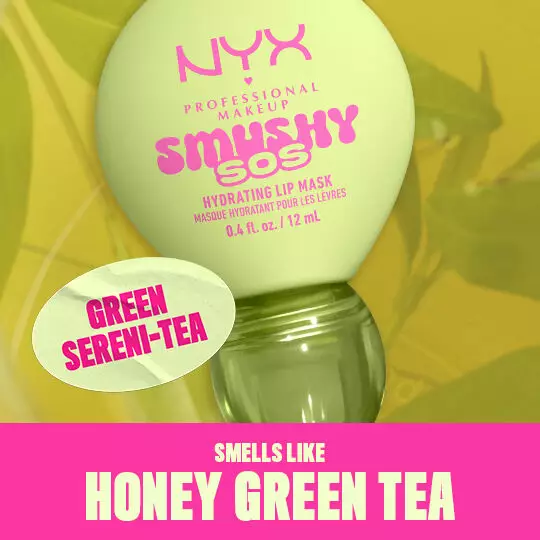 NYX Professional Makeup Smushy SOS Hydrating Lip Mask, Green Sereni-tea, honey green tea scent