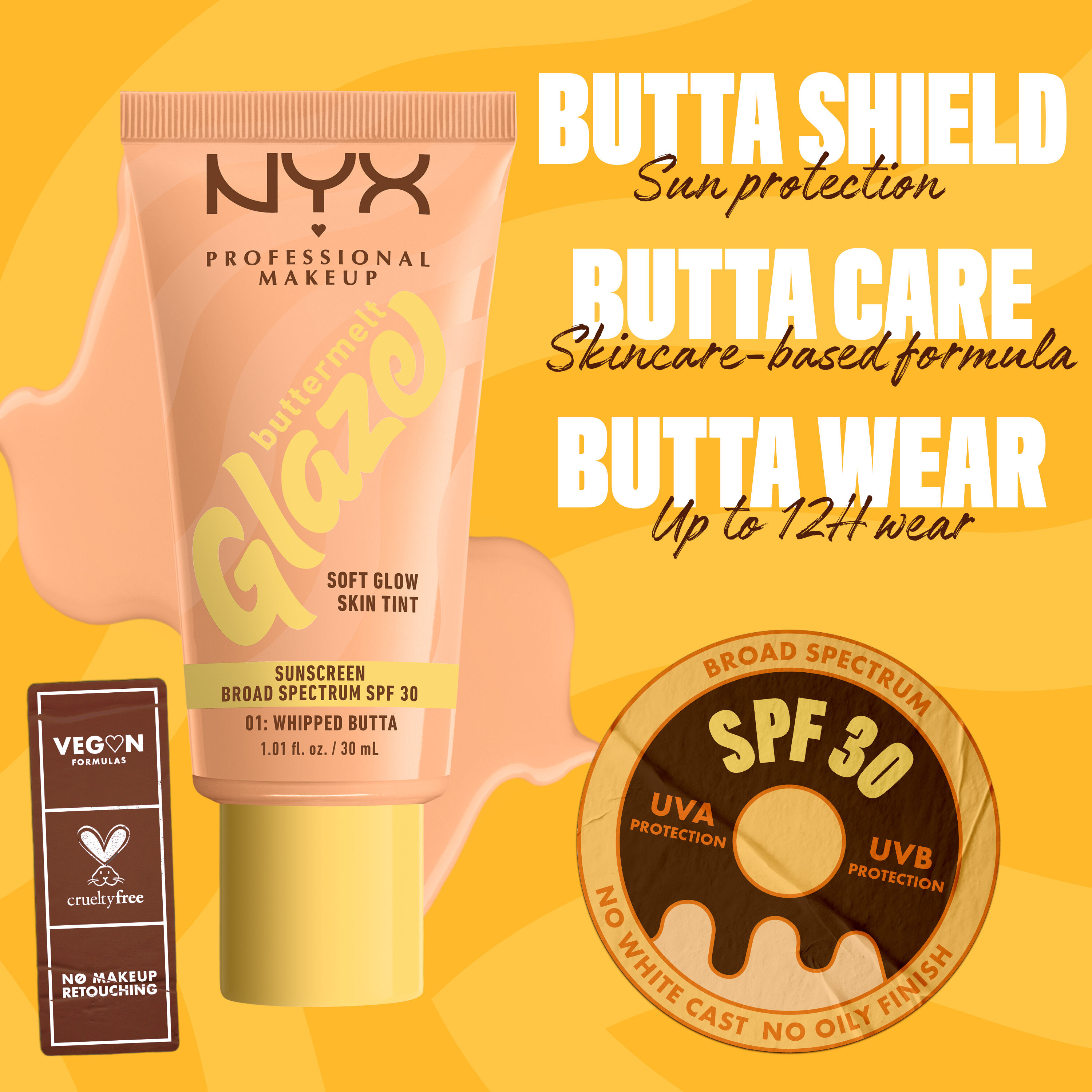 NYX Buttermelt Glaze Soft Glow Skin Tint SPF 30 Fondoten