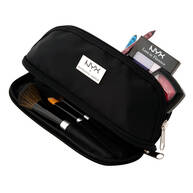 BLACK SMALL DOUBLE ZIPPER MAKEUP BAG